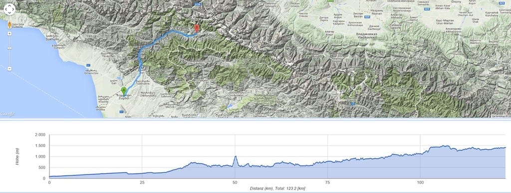 7.500 Höhenmeter sind auf dem Weg von Zugdidi nach Mestia (oder umgekehrt) zu bewältigen. Immer wieder müssen große und kleine Pässe überwunden werden.